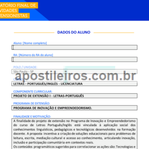 Projeto de Extensão I - Letras Português/Inglês