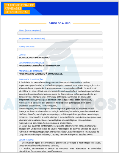 projeto de extensao biolomedicina iii unopar anhanguera ampli