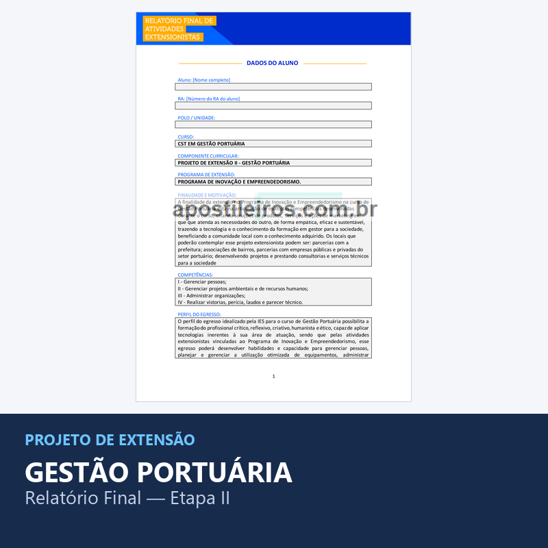 Projeto de Extensão II - Gestão Portuária