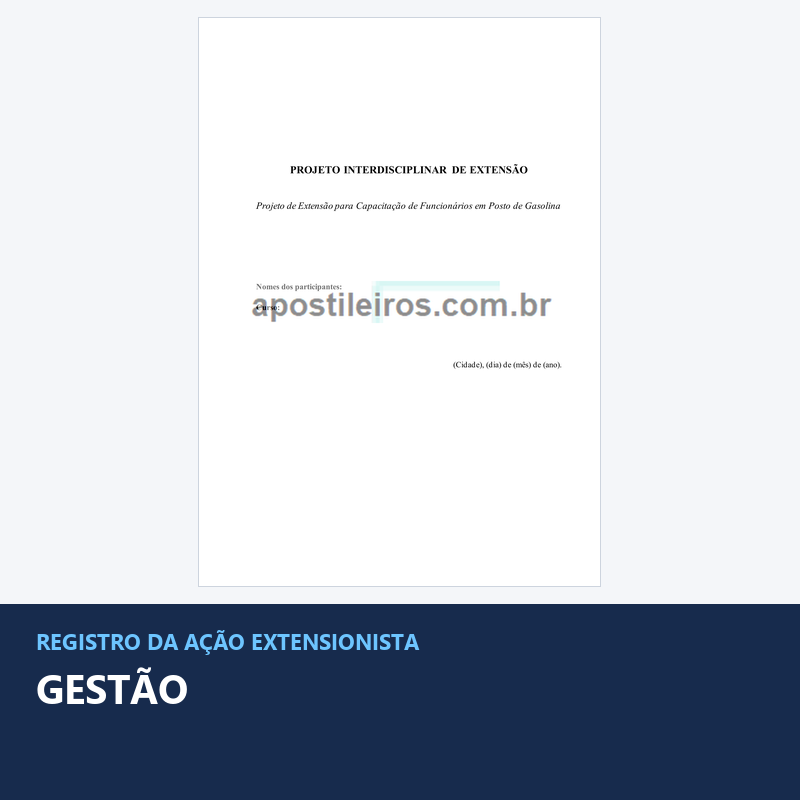 Projeto Interdisciplinar de Extensão - Capacitação em Posto de Combustíveis