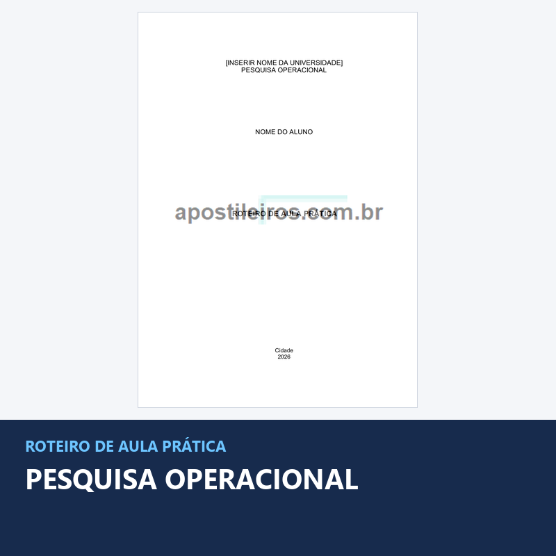 Roteiro Aula Prática Pesquisa Operacional