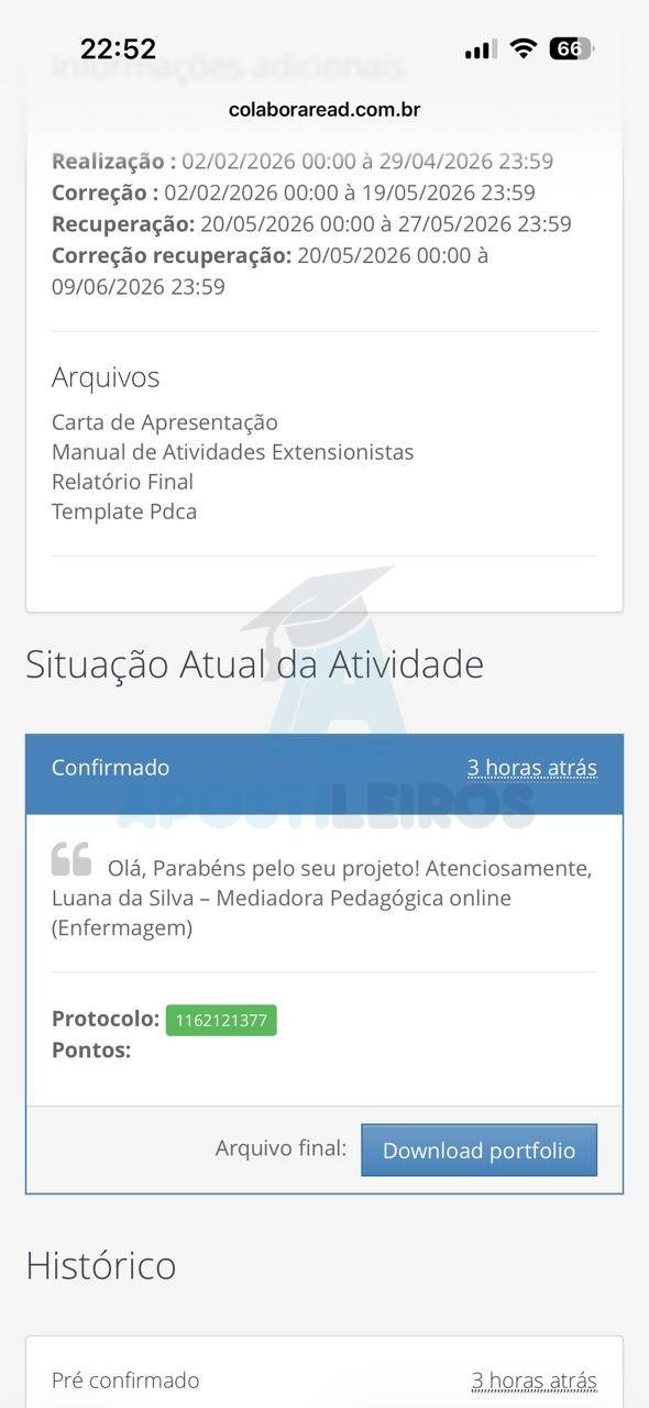 projeto de extensão nota máxima 2026